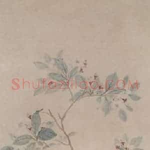 清代 奚冈《海棠玉兰图轴》国画花鸟写意作品图片赏析
