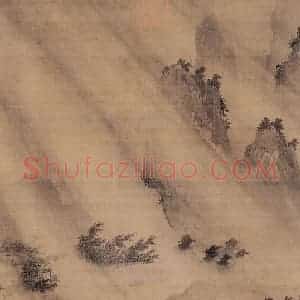 明代 戴进《风雨归舟图》国画山水作品图片赏析