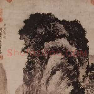 明代 戴进《松岩萧寺图》国画山水作品图片赏析