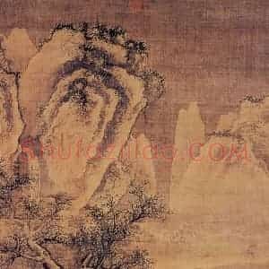 明代 吴伟《寒山积雪图》国画山水作品图片赏析