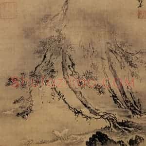 明代 戴进《三鹭图》国画山水作品图片赏析