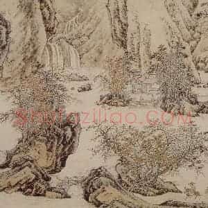 仇英《仿李唐山水卷图》国画综合作品图片赏析