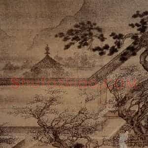 仇英《桃李园图》国画综合作品图片赏析