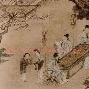 仇英《桃李园图》国画综合作品图片赏析