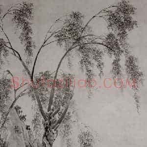 仇英《柳下眠琴图》国画综合作品图片赏析