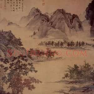 仇英《秋江待渡图》国画综合作品图片赏析