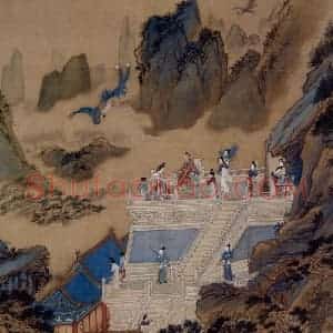仇英《吹箫引凤图》国画综合作品图片赏析