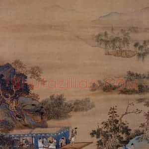 仇英《浔阳琵琶图》国画综合作品图片赏析