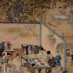 仇英《竹院品古图》国画综合作品图片赏析