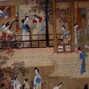 仇英《贵妃晓妆图》国画综合作品图片赏析