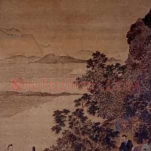 仇英《子路问津图》国画综合作品图片赏析