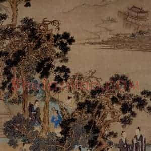 仇英《松林六逸图》国画综合作品图片赏析