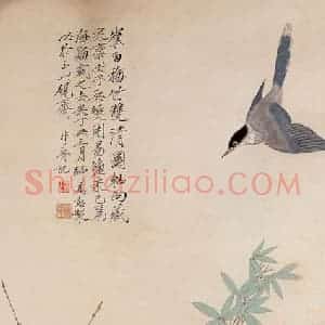 1937年 于非闇《仿崔白梅竹双清图》国画花鸟工笔作品图片赏析
