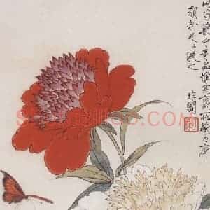 于非闇《芍药蝴蝶》国画花鸟写意作品图片赏析
