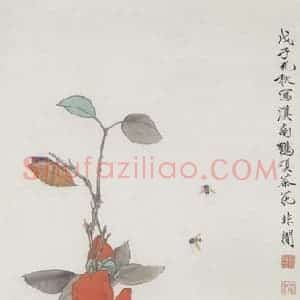 1948年 于非闇《鹤顶茶花》国画花鸟工笔作品图片赏析