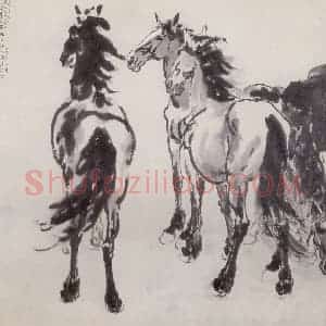1940年 徐悲鸿《群马》国画花鸟写意作品图片赏析