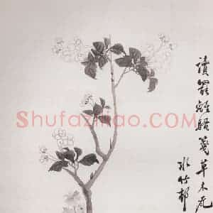 民国 徐世昌《瓦盆闲种海棠花》国画花鸟写意作品图片赏析