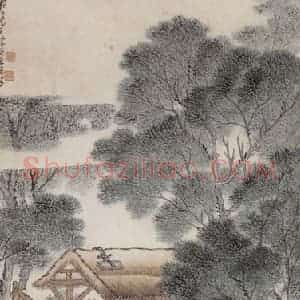 徐燕荪《柴门仕女》国画人物工笔作品图片赏析