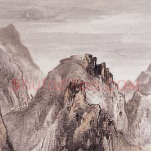 1964年 关松房《毛泽东忆秦娥·娄山关词意》国画山水写意作品图片赏析