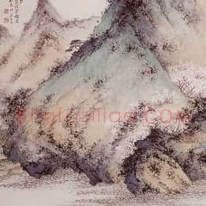 惠孝同《晴岚浮翠》国画山水工笔作品图片赏析