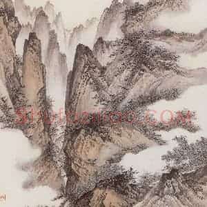 1953年 惠孝同《崂山图》国画山水工笔作品图片赏析