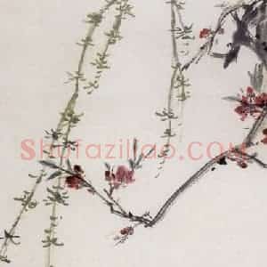 王雪涛《桃花鳜鱼》国画花鸟写意作品图片赏析
