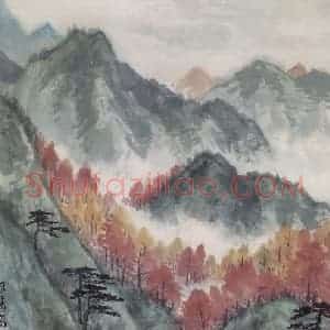 1979年 周元亮《雁荡高秋》国画山水写意作品图片赏析