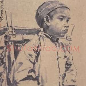 1937年 蒋兆和《卖钱》国画人物写意作品图片赏析