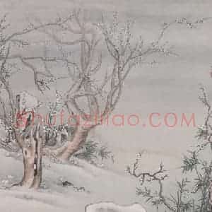 1982年 晏少翔《宝琴立雪》国画人物工笔作品图片赏析