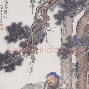 黄均《停琴听阮》国画人物工笔作品图片赏析