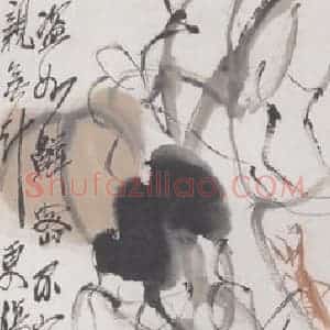 1926年 齐白石《螳螂吊瓜》国画花鸟写意作品图片赏析