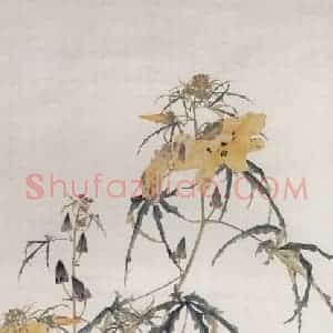 1921年 陶瑢《花卉图》国画花鸟工笔作品图片赏析