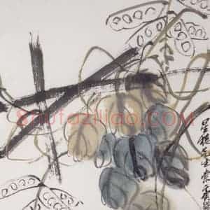 1926年 齐白石《蟋蟀豆荚》国画花鸟写意作品图片赏析