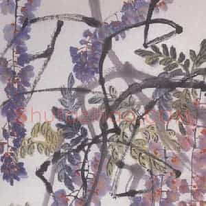 1927年 齐白石《蜜蜂藤萝》国画花鸟写意作品图片赏析