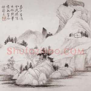 1908年 金城《仿古山水册》国画山水工笔作品图片赏析