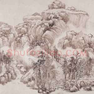 1908年 金城《仿古山水册》国画山水工笔作品图片赏析