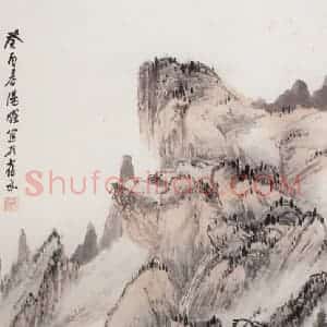 1933年 汤涤《深山访友图》国画山水工笔作品图片赏析
