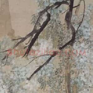 1890年 任伯年《紫藤翠鸟》国画花鸟画作品图片赏析