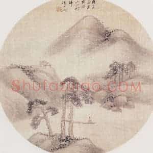 不详 杨伯润《归舟》国画山水画作品图片赏析