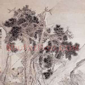 1900年 沙馥《燕山教子图》国画人物作品图片赏析
