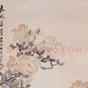不详 沙馥《春风富贵》国画花鸟作品图片赏析