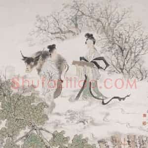 不详 倪田《牛郎织女》国画人物作品图片赏析