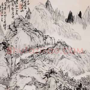 不详 陈师曾《太白诗意》国画山水画作品图片赏析