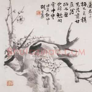 1878年 胡公寿《梅》国画花鸟画写意作品图片赏析
