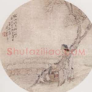 1880年 钱慧安《补纳图》国画人物画工笔作品图片赏析