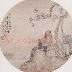 1882年 钱慧安《对月酌酒》国画人物画工笔作品图片赏析