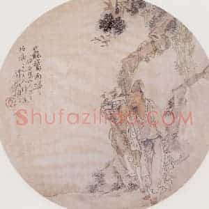不详 钱慧安《笼鹅图》国画人物画作品图片赏析