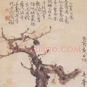 1926年 张坤仪《延年益寿图》国画花鸟作品图片赏析