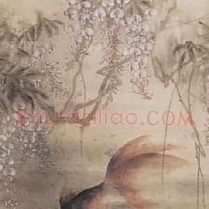 1955年 何漆园《落花游鱼图》国画花鸟作品图片赏析