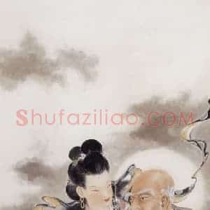 1955年 何漆园《天女维摩图》国画人物作品图片赏析